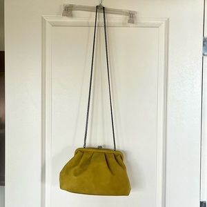 Chartreuse Velvet Pouch Purse with Brass Chain